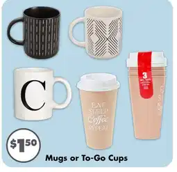 Dollar Tree Mugs or To-Go Cups offer