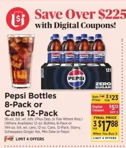 ShopRite Pepsi Bottles 8-Pack or Cans 12-Pack offer
