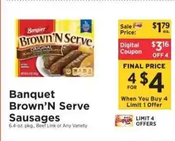 ShopRite Banquet Brown 'N Serve Sausages offer