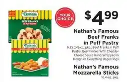 ShopRite Nathan’s Famous Beef Franks in Puff Pastry or Mozzarella Sticks offer