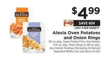ShopRite Alexia Oven Potatoes and Onion Rings offer