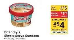 ShopRite Friendly's Single Serve Sundaes offer