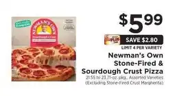 ShopRite Newman's Own Stone-Fired & Sourdough Crust Pizza offer