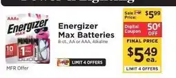 ShopRite Energizer Max Batteries offer