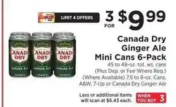 ShopRite Canada Dry Ginger Ale Mini Cans 6-Pack offer