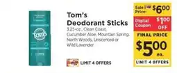 ShopRite Tom’s Deodorant Sticks offer