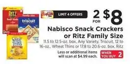 ShopRite Nabisco Snack Crackers or Ritz Family Size offer