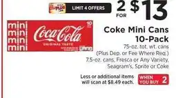 ShopRite Coke Mini Cans 10-Pack offer