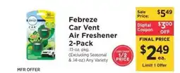ShopRite Febreze Car Vent Air Freshener 2-Pack offer
