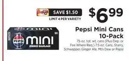 ShopRite Pepsi Mini Cans 10-Pack offer