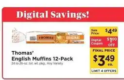 ShopRite Thomas' English Muffins 12-Pack offer