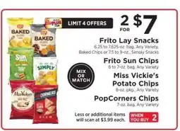 ShopRite Frito Lay Snacks, Frito Sun Chips, Miss Vickie's Potato Chips, PopCorners Chips offer