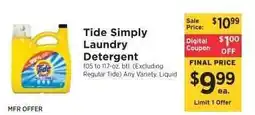 ShopRite Tide Simply Laundry Detergent offer