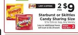 ShopRite Starburst or Skittles Candy Sharing Size offer