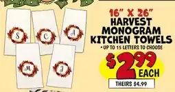 Ollie's HARVEST MONOGRAM KITCHEN TOWELS offer