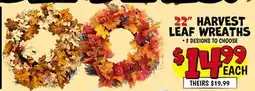 Ollie's 22 HARVEST LEAF WREATHS offer
