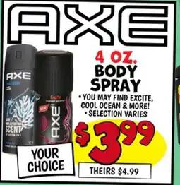 Ollie's AXE 4 OZ. BODY SPRAY offer