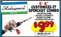 Ollie's SHAKESPEARE 4' 6 CUSTOMIZE-IT SPINCAST COMBO offer