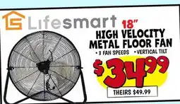 Ollie's LIFE SMART 18 HIGH VELOCITY METAL FLOOR FAN offer