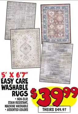 Ollie's 5' X 6' 7 EASY CARE WASHABLE RUGS offer