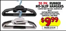 Ollie's 20 PK. RUBBER NO-SLIP HANGERS offer