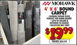 Ollie's MOHAWK 4' X 6' BOUND CARPET offer