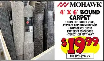 Ollie's MOHAWK 4' X 6' BOUND CARPET offer