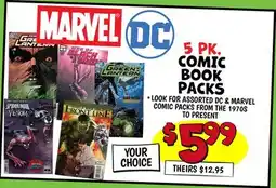 Ollie's 5 PK. COMIC BOOK PACKS offer