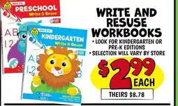 Ollie's WRITE AND RESUSE WORKBOOKS offer