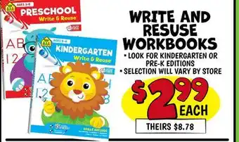 Ollie's WRITE AND RESUSE WORKBOOKS offer