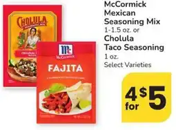 Safeway McCormick Mexican Seasoning Mix or Cholula taco seasoning offer