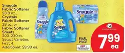 Safeway Snuggle fabric softener crystals fabric softener or fabric softener sheets offer