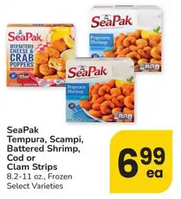 Safeway Seapak tempura, scampi, battered shrimp, cod or clam strips offer