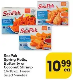 Safeway Seapak spring rolls, butterfly or coconut shrimp offer