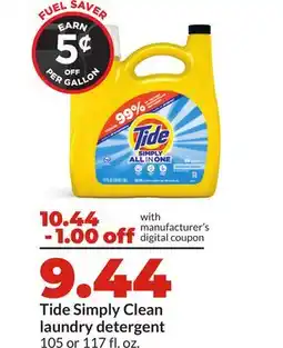 Hy-Vee Tide Simply Clean laundry detergent offer