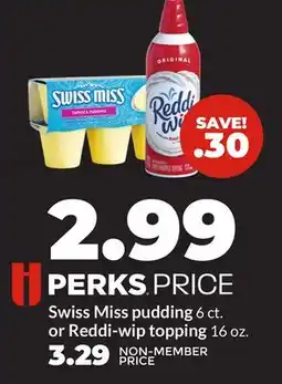 Hy-Vee Swiss Miss pudding 6 ct. or Reddi-wip topping 16 oz offer