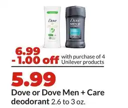 Hy-Vee Dove or Dove Men + Care deodorant offer