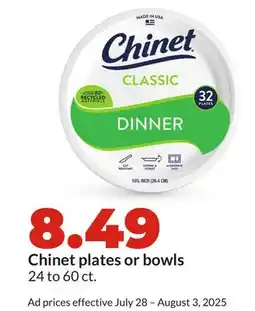 Hy-Vee Chinet plates or bowls offer