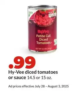 Hy-Vee Hy-Vee diced tomatoes or sauce offer