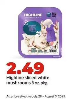Hy-Vee Highline sliced white mushrooms offer