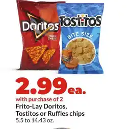 Hy-Vee Frito-Lay Doritos, Tostitos or Ruffles chips offer