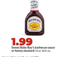 Hy-Vee Sweet Baby Ray's barbecue sauce or honey mustard offer