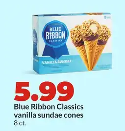 Hy-Vee Blue Ribbon Classics vanilla sundae cones offer