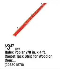 The Home Depot Halex Poplar 7/8 in. x 4 ft. Carpet Tack Strip for Wood or Concrete Subfloors (3-Pack) offer