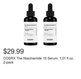 Costco COSRX The Niacinamide 15 Serum, 1.01 fl oz, 2-pack offer