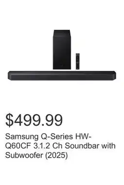 Costco Samsung Q-Series HW-Q60CF 3.1.2 Ch Soundbar with Subwoofer (2025) offer