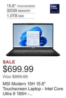 Costco MSI Modern 15H 15.6 Touchscreen Laptop - Intel Core Ultra 9 185H - FHD (1920 X 1080) - Windows 11 offer