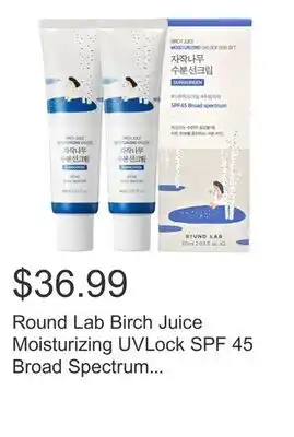 Costco Round Lab Birch Juice Moisturizing UVLock SPF 45 Broad Spectrum 2.03 fl oz, 2-pack offer