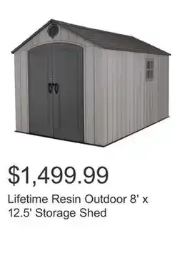 Costco Lifetime Resin Outdoor 8' x 12.5' Storage Shed offer