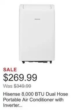 Costco Hisense 8,000 BTU Dual Hose Portable Air Conditioner with Inverter and Wi-Fi offer